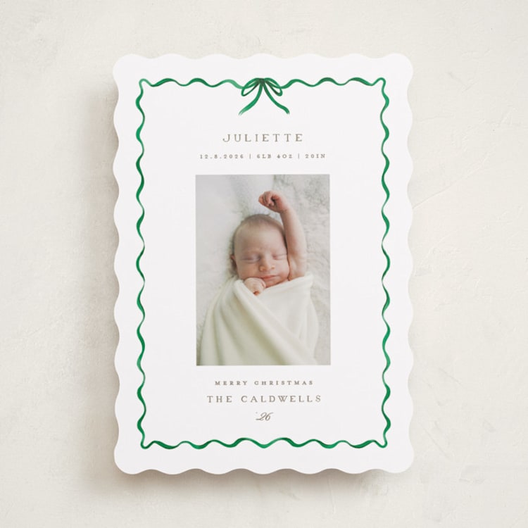"lovely holiday" - Holiday Birth Announcement Cards in Evergreen by Grae - Front