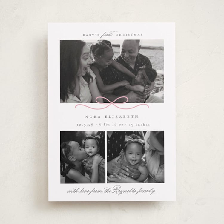 "Baby's First" - Holiday Birth Announcement Cards in Candy by Emily Betts - Front