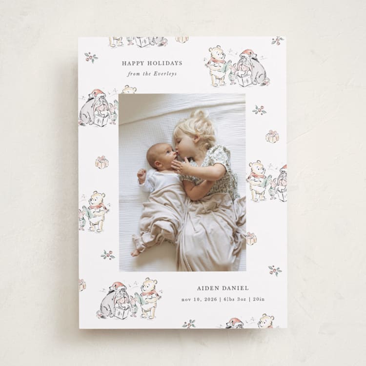 "Disney's Storybook Carols" - Holiday Birth Announcement Cards in Snowflakes by Corinne Malesic - Front