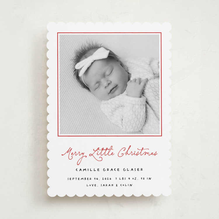 "baby Noel" - Holiday Birth Announcement Cards in Candy Cane by Benita Crandall - Front