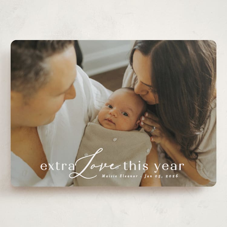 "New Year Baby" - Holiday Birth Announcement Cards in Cotton by Angela Thompson - Front