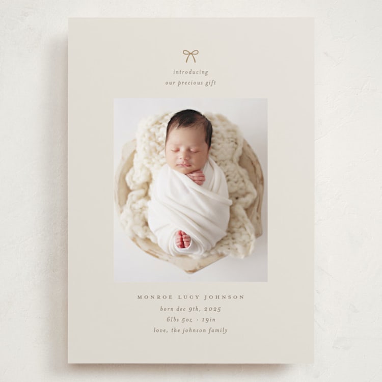 "our precious gift" - Holiday Birth Announcement Cards in Latte by Carolyn Nicks - Front