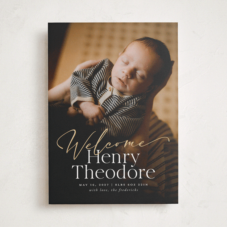"Scripted Welcome" - Birth Announcements in Cloud by Jackie Crawford - Front
