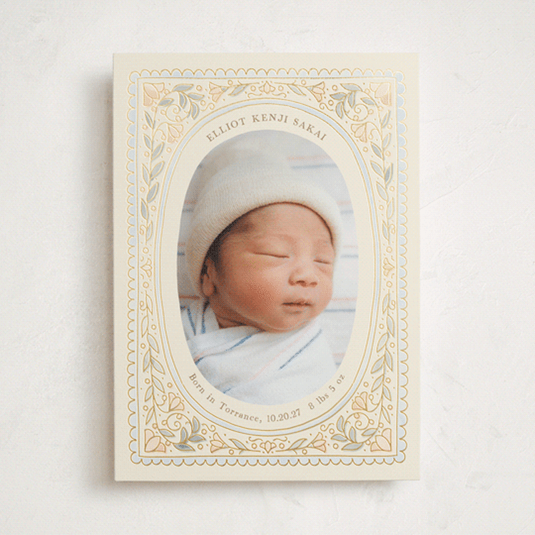 "scallop watercolor" - Birth Announcements in Ivory by Becky Nimoy - Front
