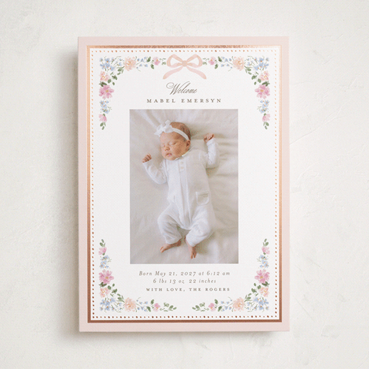 "Merie" - Birth Announcements in Blush by Itsy Belle Studio - Front