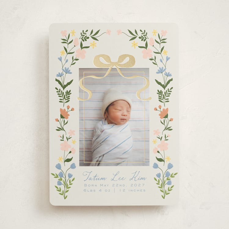 "Garden Lullaby Dream" - Birth Announcements in Soft Linen by Tasha Meurer - Front