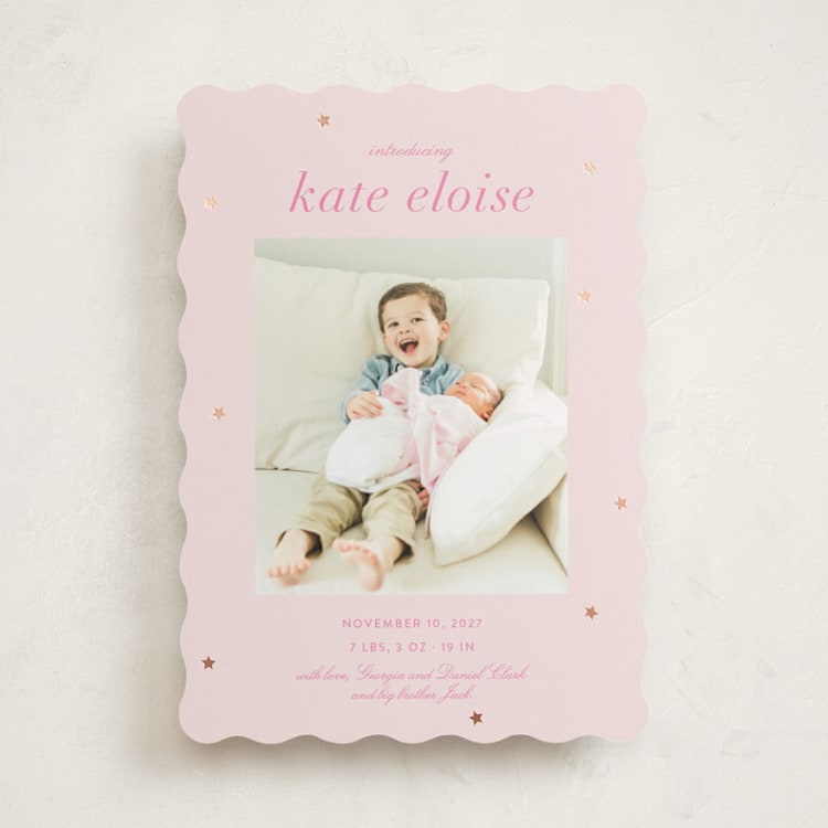 "Plum Perfect" - Birth Announcements in Ballet Slipper by Megan Davis - Front