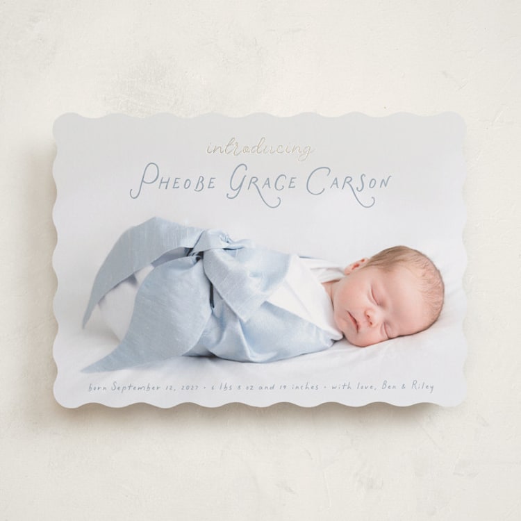 "Handdrawn" - Birth Announcements in Cloud by Laura Hankins - Front