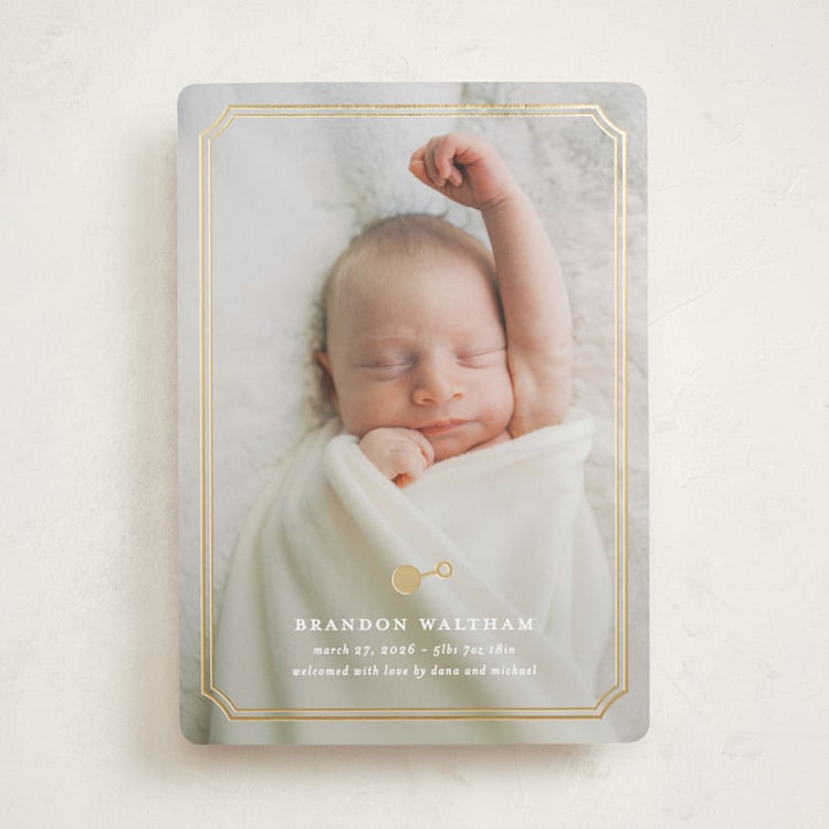 "Bevelled" - Birth Announcements in Snow by Creo Study - Front