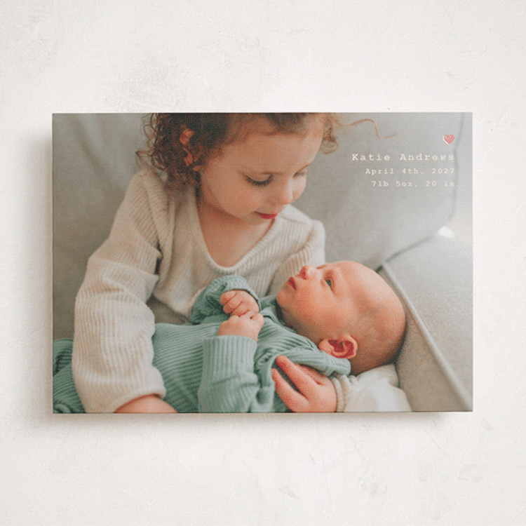 "Mini Heart" - Birth Announcements in Cotton by Adelyn T. - Front