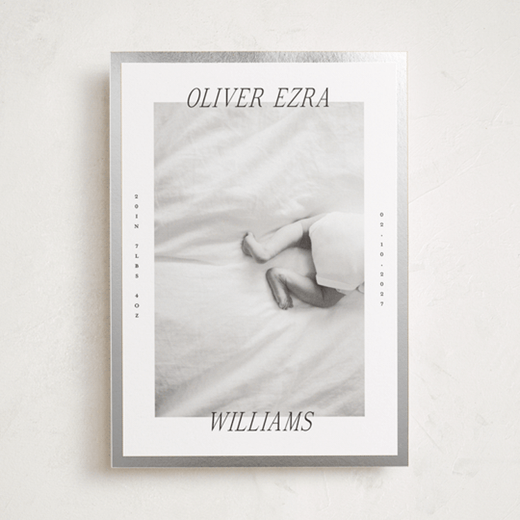 "Edgy" - Birth Announcements in Pearl by Claudia Orengo - Front