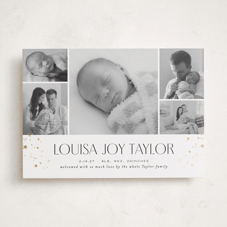 "Star Slideshow" - Birth Announcements in Pearl by Alethea and Ruth - Front