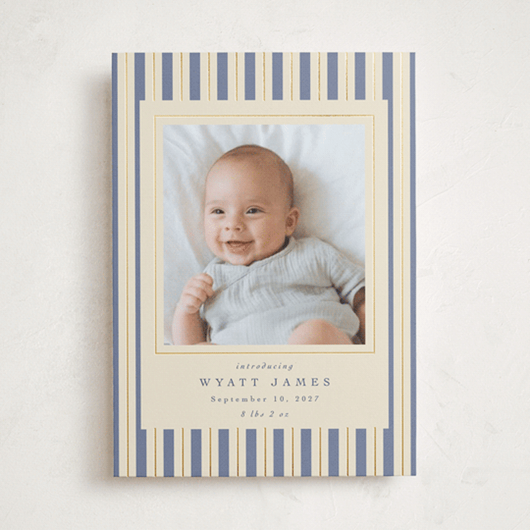 "Colorful Stripes" - Birth Announcements in Lake by Robert and Stella - Front