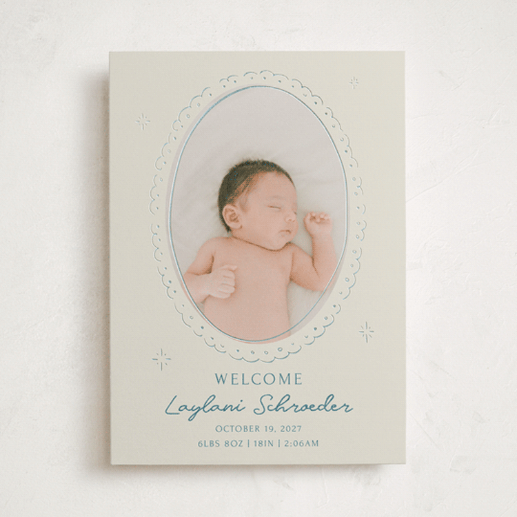 "Doodle Frame" - Birth Announcements in Deep Pond by Zove Ahhh - Front