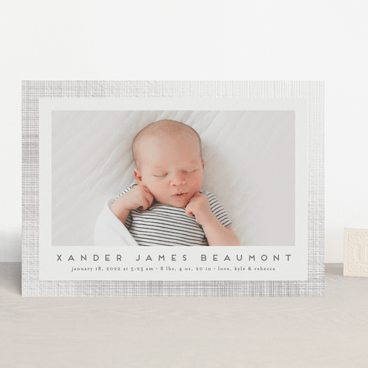 "Shimmering Linen" - Birth Announcements in Cloudy by Erica Krystek - Front