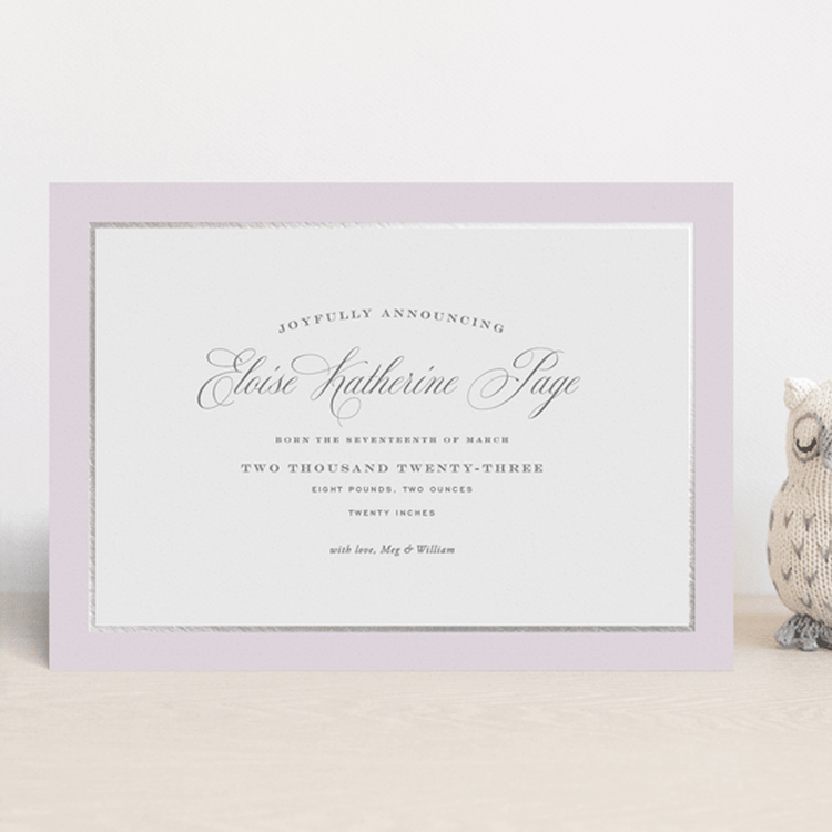 "Bon Bon" - Birth Announcements in Wisteria by Megan Davis - Front