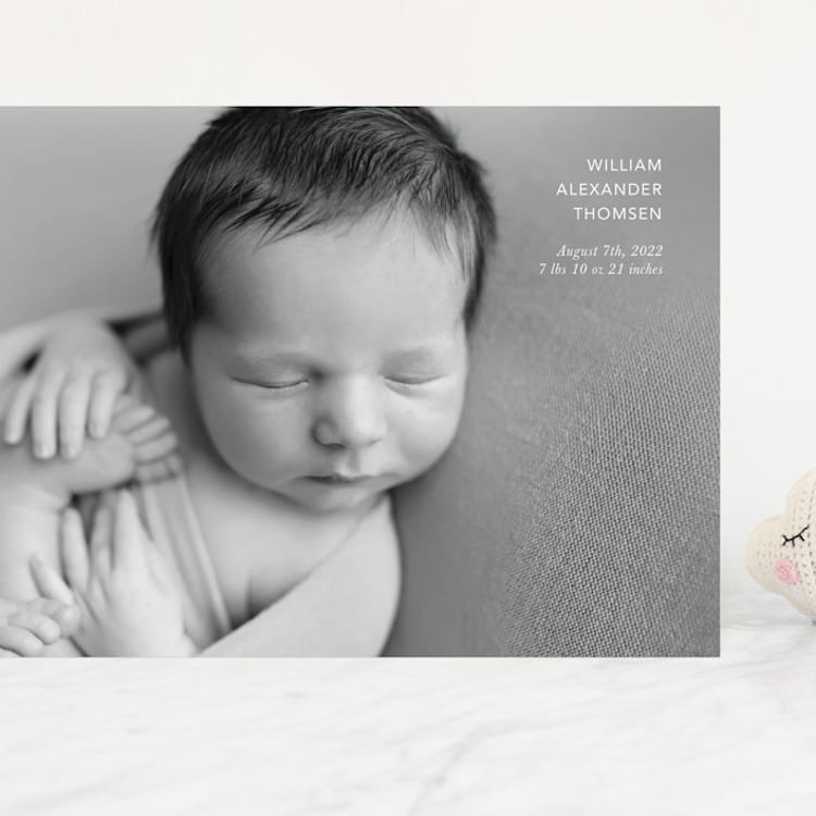 "Simple Details" - Birth Announcements in Cloud by Kristin Oliversen - Front