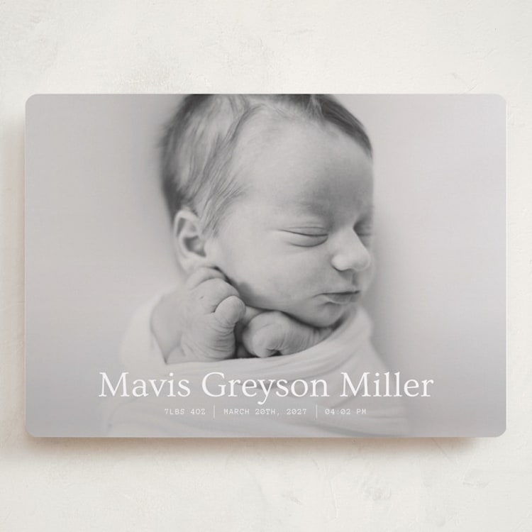 "simple in serif" - Birth Announcements in Snow by Bramble Studio - Front