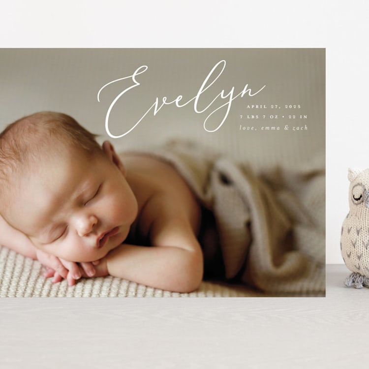"Signature" - Birth Announcements in Sage by Ashley Rosenbaum - Front