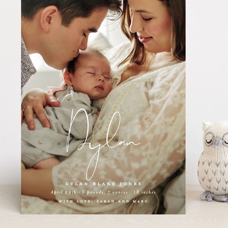 "Delicate" - Birth Announcements in Powder by Sara Hicks Malone - Front