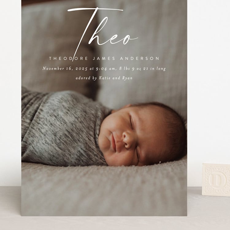 "Complete" - Birth Announcements in Linen by Kasia Labocki - Front