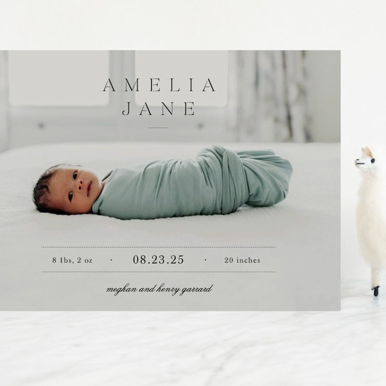 "Vintage" - Birth Announcements in Fog by Sara Hicks Malone - Front