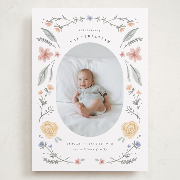 "Le Jardin" - Birth Announcements in Meadow by Emily Sabol Goss - Front