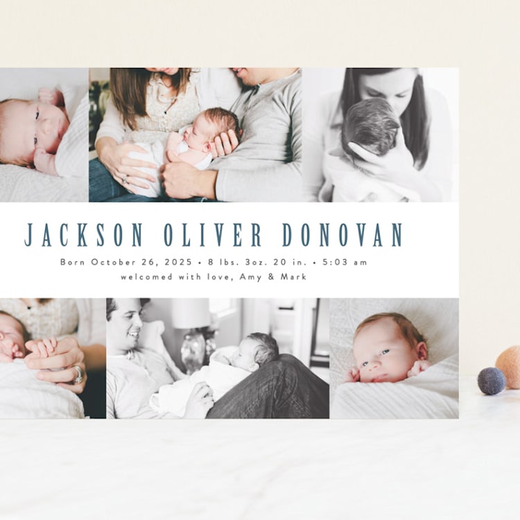 "photo stripes" - Birth Announcements in Steel Blue by Ana Claudia Sharpe - Front