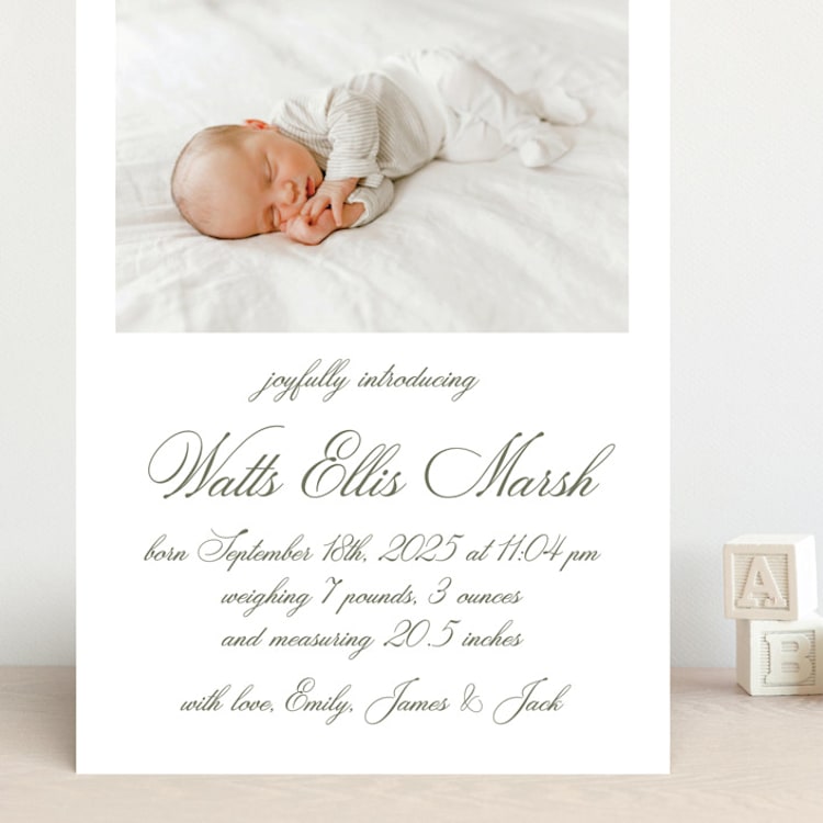 "Walden" - Birth Announcements in Fern by Megan Davis - Front