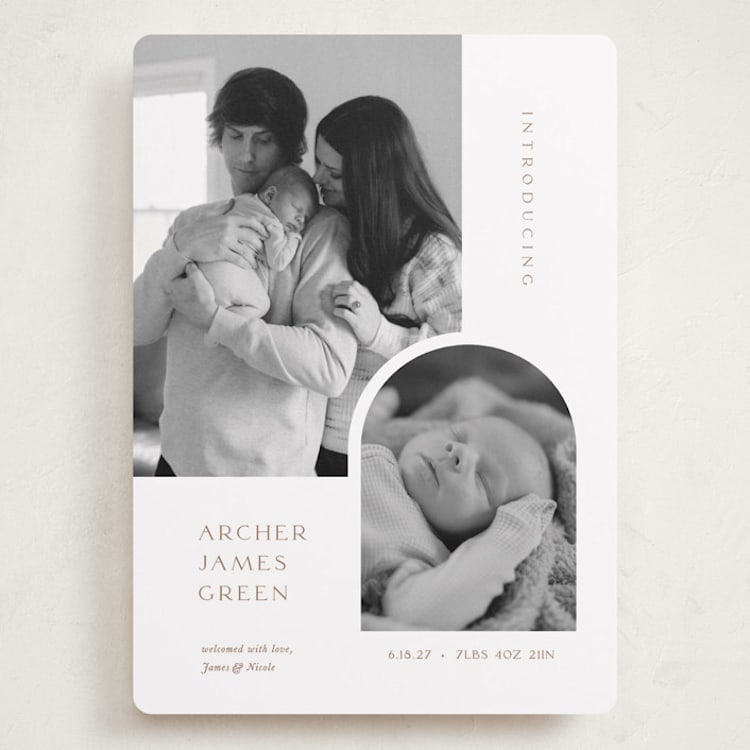 "Modern Inset" - Birth Announcements in Cotton by Robin Ott - Front