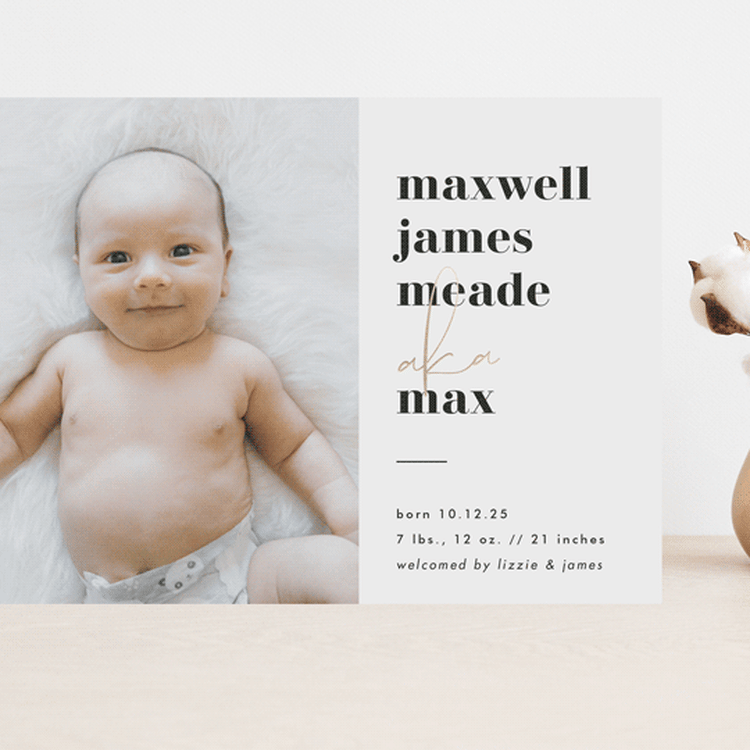 "a.k.a." - Birth Announcements in Classic by Lehan Veenker - Front