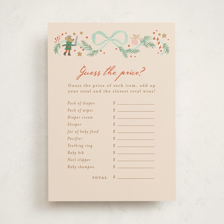 "Little Sugar Plum" - Baby Shower Game Cards in Cream by Jennifer Wick - Front