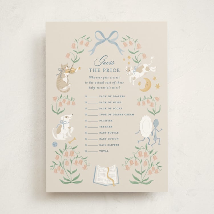"Hey, diddle diddle" - Baby Shower Game Cards in Forget-me-not by Jamie Alexander - Front