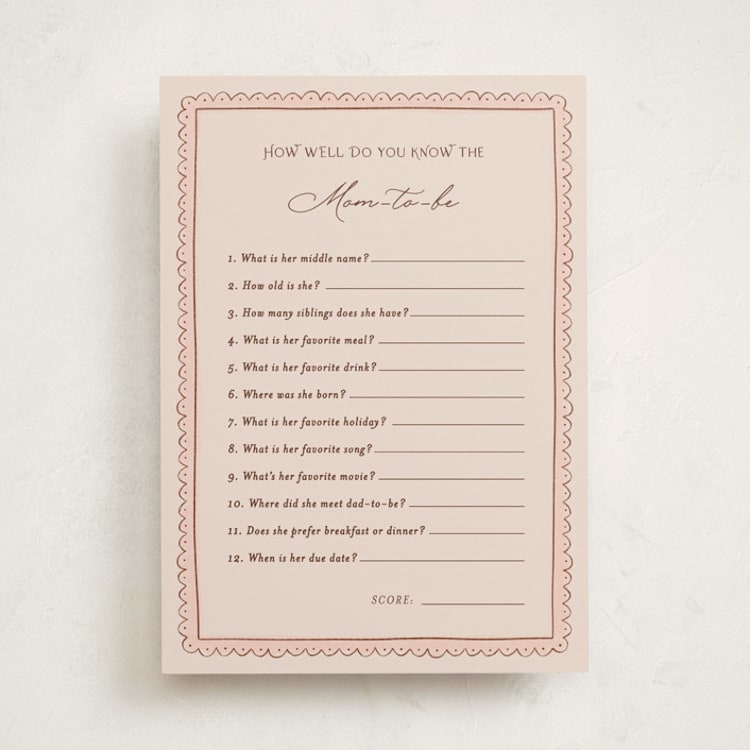 "Tea Party" - Baby Shower Game Cards in Blush by JeAnna Casper - Front