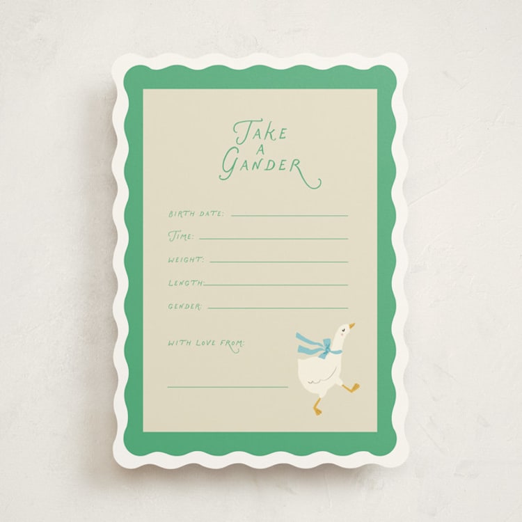 "Goose" - Baby Shower Game Cards in Sage by Lori Wemple - Front
