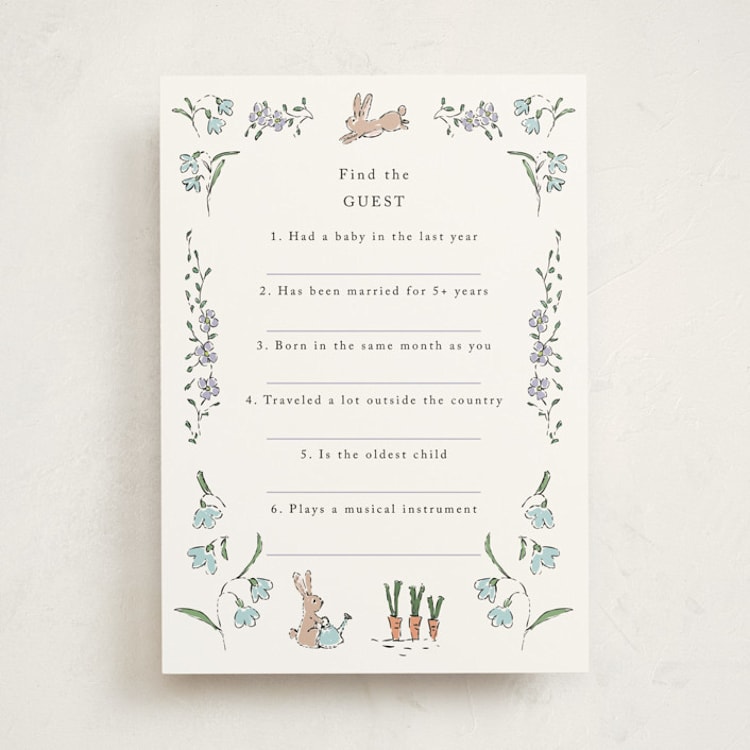 "RabbitAndFlowers" - Baby Shower Game Cards in Icing by samovilka - Front