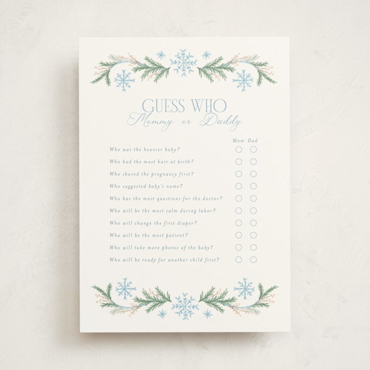 "Winter Frame" - Baby Shower Game Cards in Frosted by Laura Hankins - Front