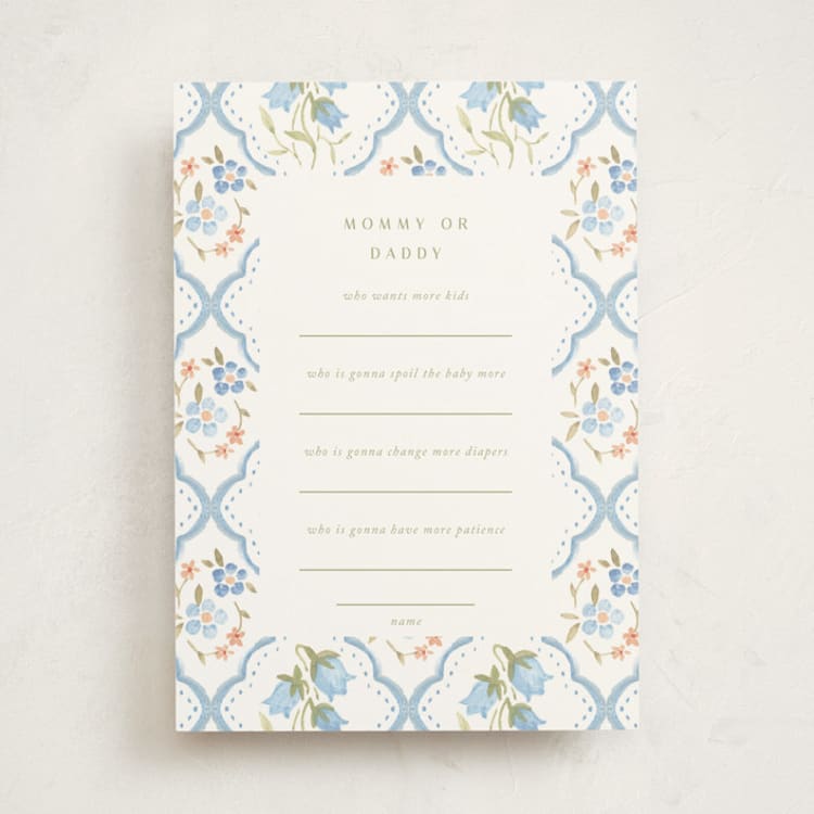 "BlueFloralbaby" - Baby Shower Game Cards in Icing by samovilka - Front