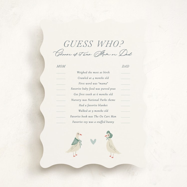 "Little Ducks" - Baby Shower Game Cards in Bluebell by Jackie Crawford - Front
