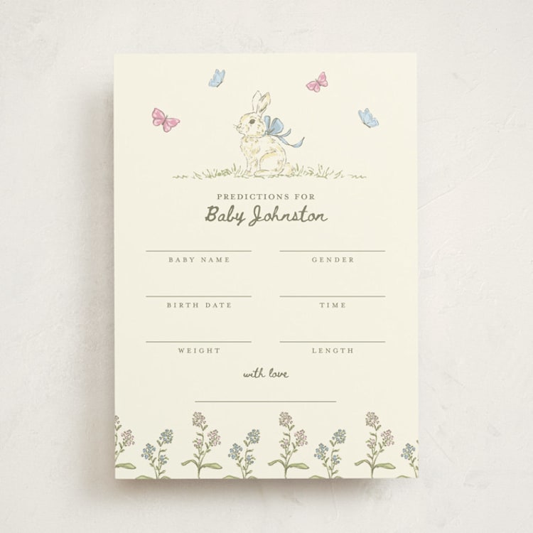 "Somebunny Special Storybook" - Baby Shower Game Cards in Grass by Holton Art and Design - Front