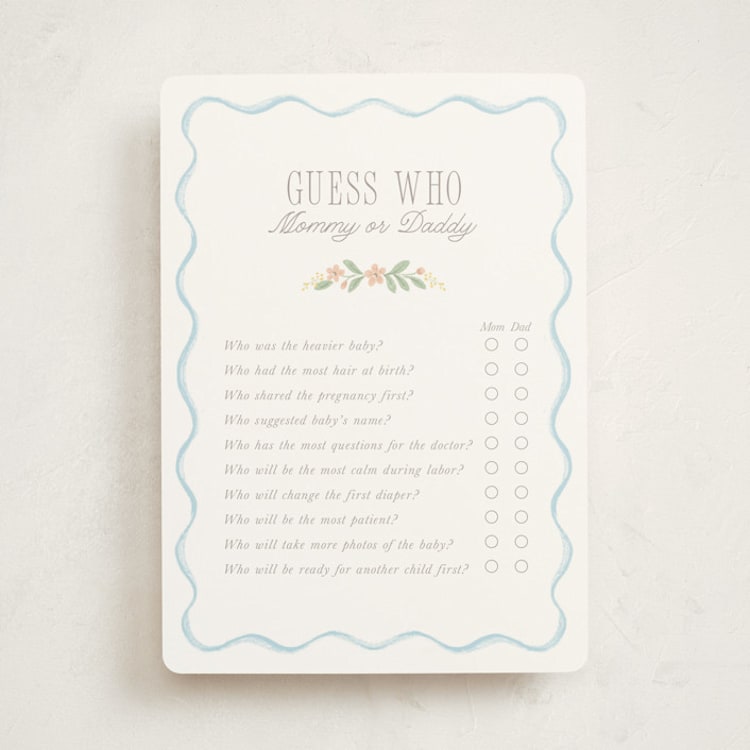 "Bunny Crest" - Baby Shower Game Cards in Cornflower by Laura Hankins - Front