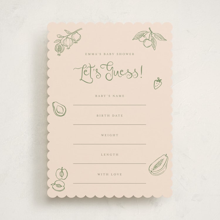 "Locally Grown Baby Shower" - Baby Shower Game Cards in Grapefruit by Reilly Kavanaugh - Front