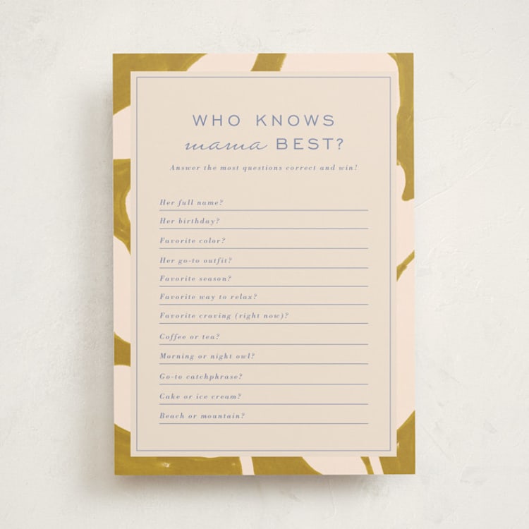 "Flora" - Baby Shower Game Cards in Mustard by Sierra Lee - Front