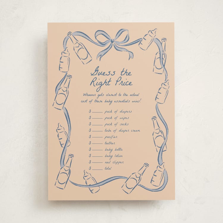"Bottles and Brews" - Baby Shower Game Cards in Periwinkle by Jamie Alexander - Front