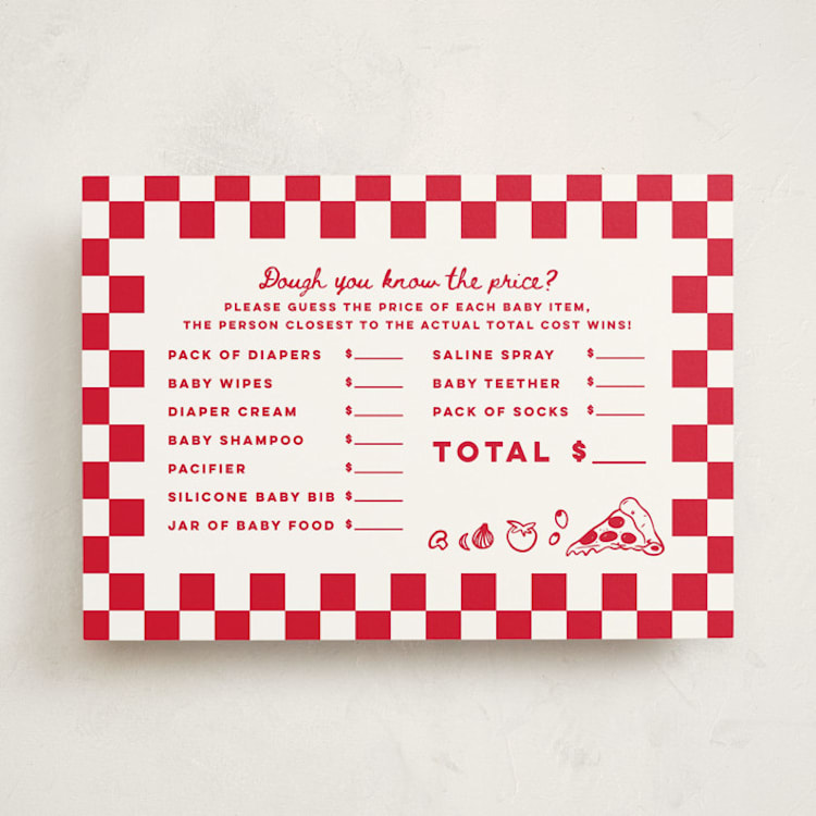 "Special Delivery Pizza" - Baby Shower Game Cards in Marinara by Madhvi Samimi - Front