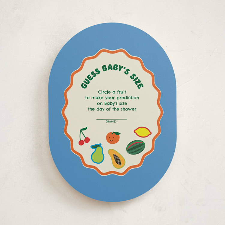 "little cutie sticker" - Baby Shower Game Cards in Aqua by Studio Suku - Front