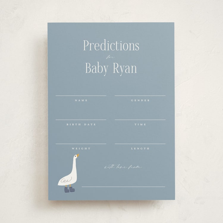 "Little Goose" - Baby Shower Game Cards in Bluebell by Hudson meet Rose - Front