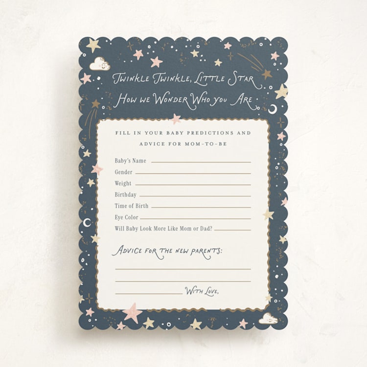 "Stellar" - Baby Shower Game Cards in Celestial by Leah Bisch - Front