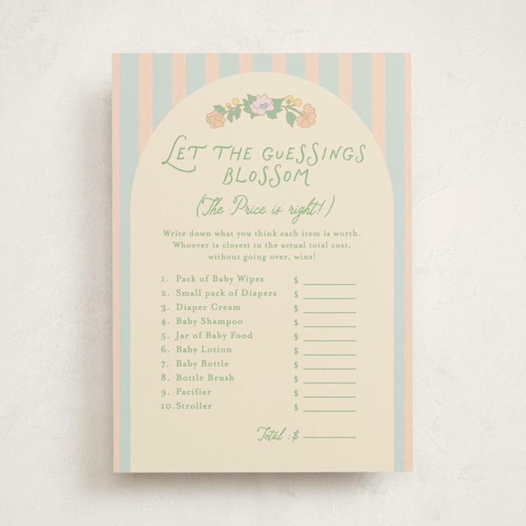 "Vintage blossom" - Baby Shower Game Cards in Sky by Creo Study - Front