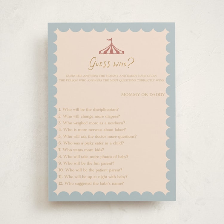 "Little Circus" - Baby Shower Game Cards in Mustard by Rina Ozum - Front